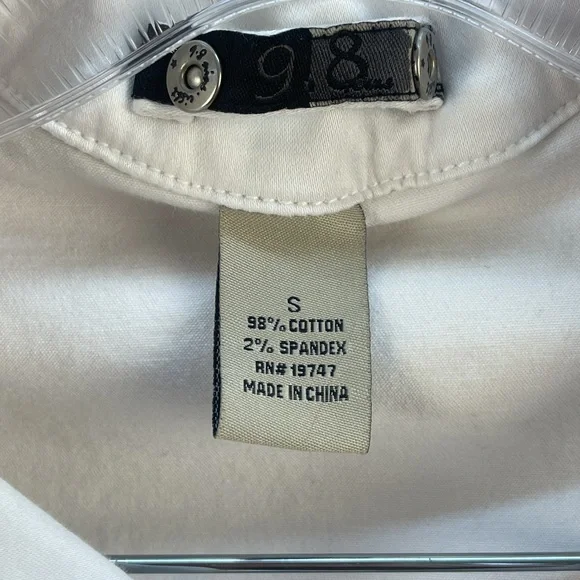 9.8 Jeans White Trench Coat Studded Belted Waist Single-Breasted Small - Picture 11 of 11